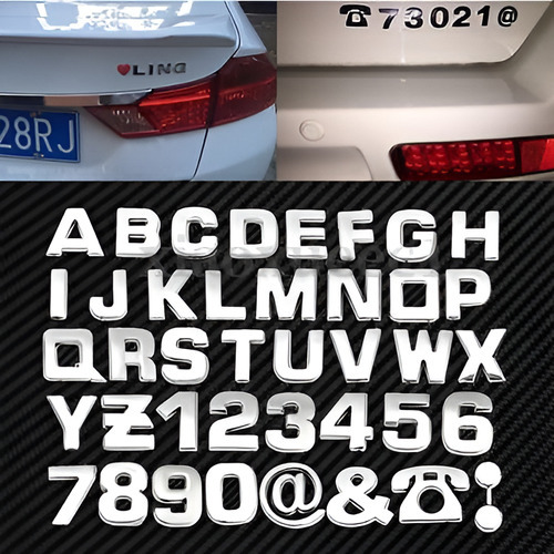 40pc Diy 3d Chrome Car Emblem Sticker Alphabet Letter Number