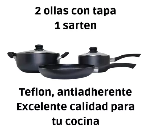 Juego De Cocina Para Casa Bateria Ollas Todo En 1 Con Sartenes Cucharas  Ceramica