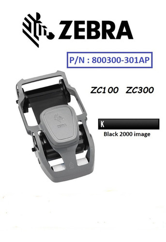 Cinta Impresora Carnet Zebra Zc300 Negra 2000 Impresiones