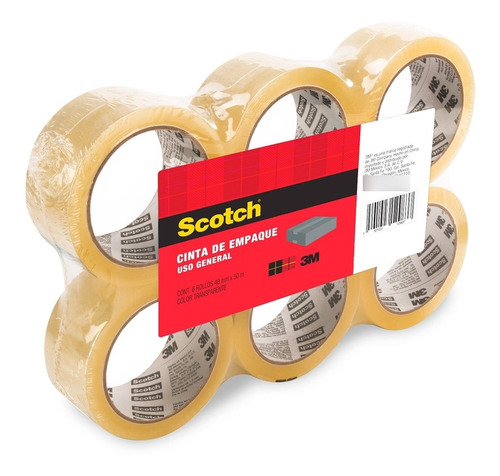 Kit 6 Cinta De Empaque Transparente 100m Scotch 3m Envío Msi
