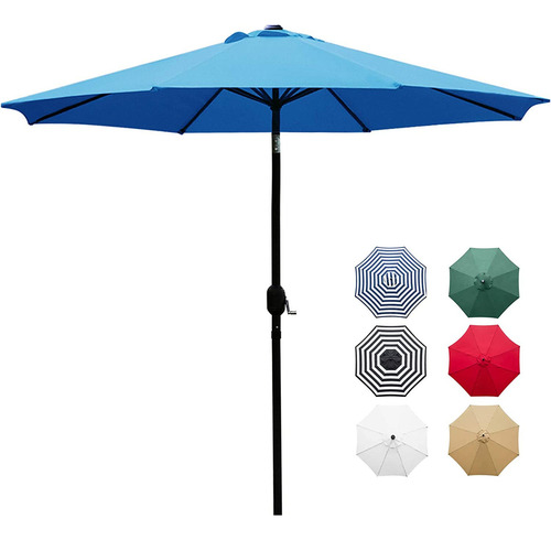 Sunnyglade Sombrilla De Patio De 9 Pies Para Exteriores Con 8 Varillas Resistentes (azul)