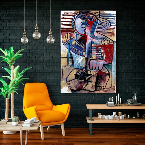 Imagen 2 de 9 de Cuadros-picasso Cara19-moderno,decorativo,95x60cm-16k Resol
