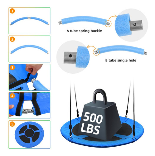 Columpio Redondo Para Árbol Niños 40 Pulgadas Azul Color