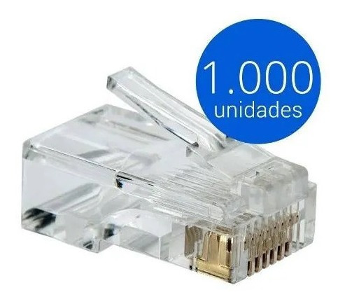 Kit 1000 Conector Rj45 Utp Cat5e Banho De Ouro Cabo De Rede