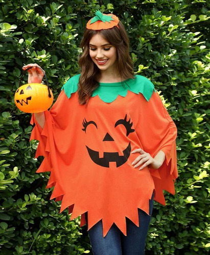 Cosplay Disfraz De Poncho Calabaza Halloween Mujer Disfraz