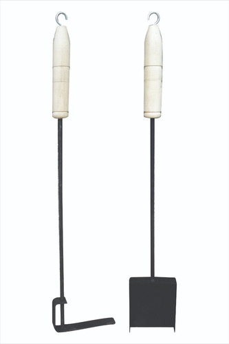 Pala Y Atizador 60 Cm Mango De Madera Para Parrillas Estufas