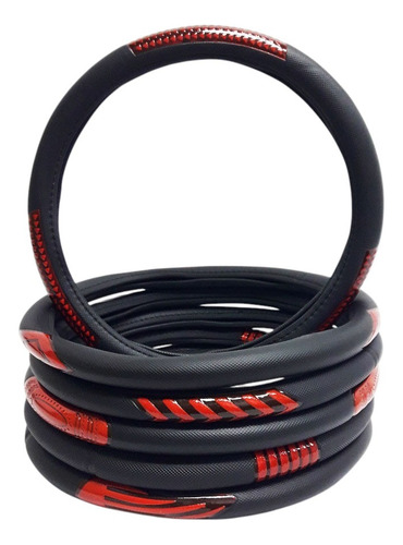 Cubre Volante Desing Reflex Rojo 36cm -estilo Y Diseño- Negro