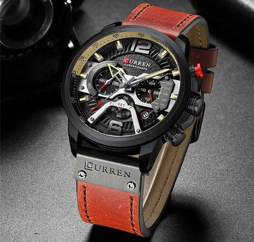 Relógio De Luxo Curren Original Cronógrafo Quartzo Militar À Prova D'água Lançamento 2019 Pulseira Em Couro