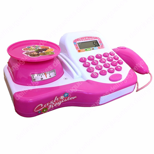 Caja Registradora Rosa Balanza Scanner Calculadora Juguete