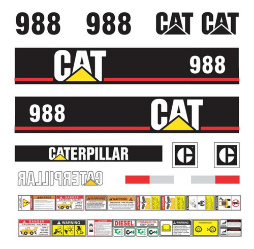 Calcomanías Caterpillar 988 Moderna, Preventivos Originales