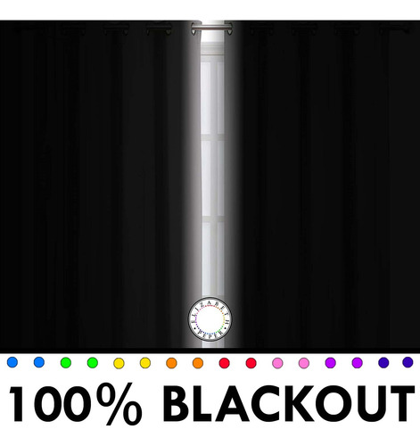 Set De Cortinas Blackout 2 Paños De 140 X 220 Cm Negro