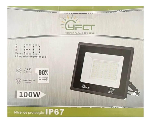 Refletor Holofote Led 100w Ip67 Smd Prova D'água Bivolt Cor da carcaça Preto Cor da luz Branco Frio 6500K 110V/220V (Bivolt)