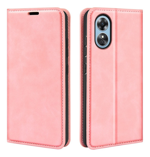 Funda Case Para Oppo A17 Flip Cover Rosa Antishock