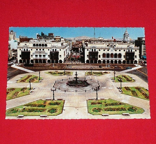 Antigua Postal Plaza De Armas Lima Perú 1984 Color Sin Usar