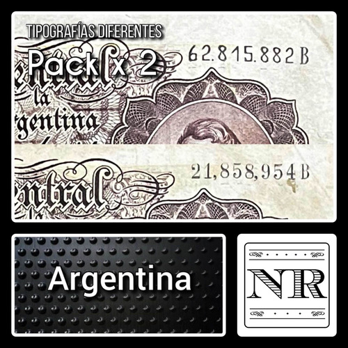 Argentina - 1000 M$n - Fragatas Diferentes X 2 - Tipografia