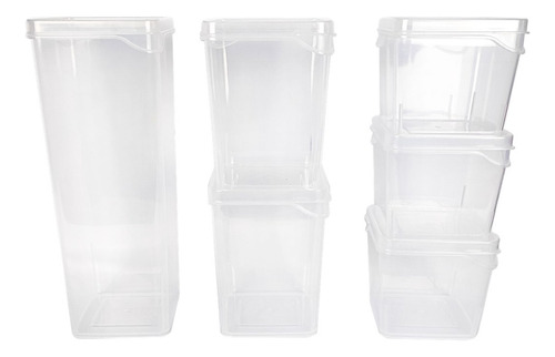 Armazém Do Básico Kit 6 Potes Modulares Para Mantimentos Empilháveis Com Tampa