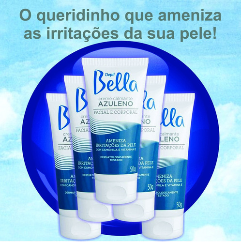 Kit 5 Creme Azuleno Pós Depilação Pós Barba 50g Depilbella