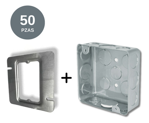 50 Caja Electrica Galvanizada 4x4 Con Sobretapa