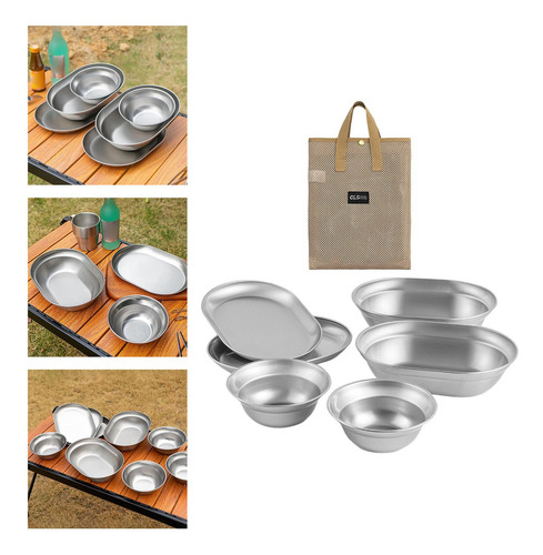 B Juego De Platos Y Tazones De Acero Inoxidable, Utensilios