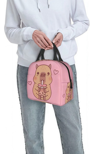 Bolsa De Almuerzo Aislante Con Forma De Capibara Rosa