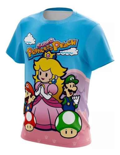 Polo Princesa Peach Mario Bros Tallas Infantiles Sublimado