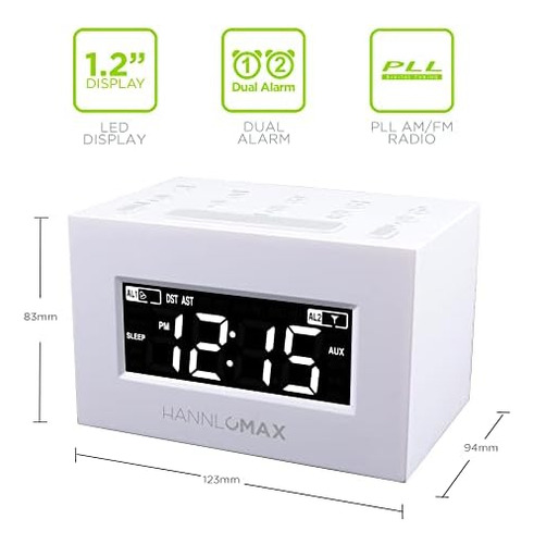 Hannlomax Hx-111cr Radio Reloj Despertador, Radio Pll, Alarm