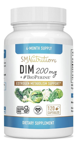 Smnutrition Dim + Bioperine Estrogen Balance 200mg 120 Caps