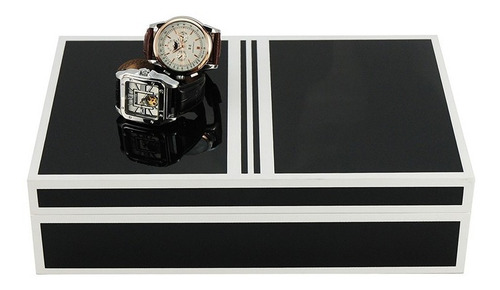 Imagen 3 de 5 de Estuche Caja Para Relojes Estilo Moderno 10 Ranuras Negro