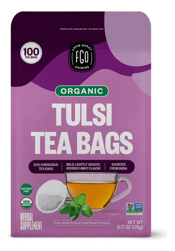 Té Verde Fgo Organic Tulsi Holy Basil Tea, Bolsas De Té Ecol