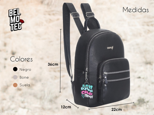 Mochila Pequeña Urbana Mujer Comoda Elegante Reforzada Cuero Color Caqui