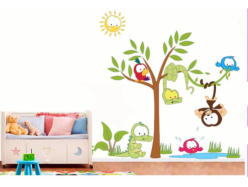 Vinilo Decorativo Infantil Animales Selva Mod1 