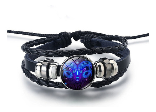 Pulsera De Cuero Artesanal 12 Signos Del Zodíaco Aries