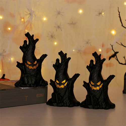 4pcs Halloween Ghost Tree Led Glow Ghost Lights Horrific Atm