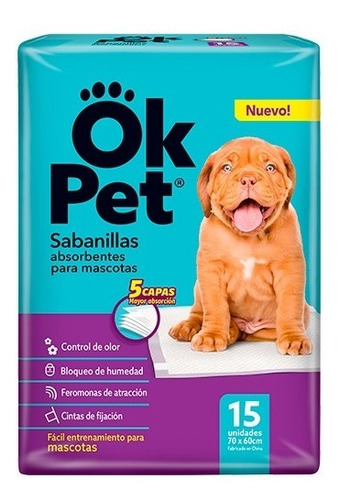 Ok Pet Sabanillas Absorbentes Para Mascotas X 15 Unidades