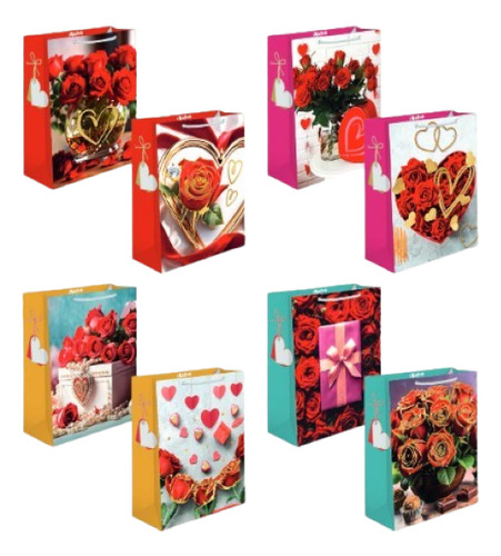 Bolsa Grande Destellos De Rosas (10 Pack) Color Multicolor