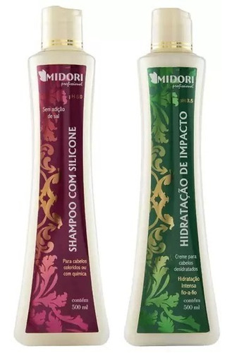  Midori Shampoo Silicone + Cond Impacto Brilho Cabelos 500ml