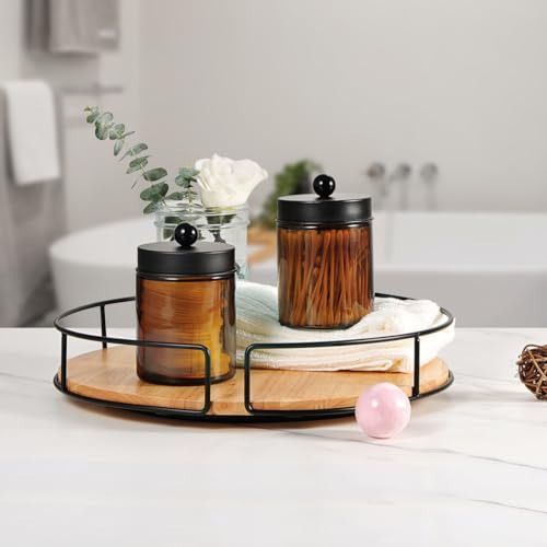 Soporte Para Bastoncillos De Algodón Con Tapa De Metal Negro