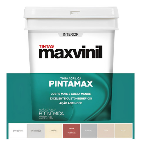 Tinta Lavável Anti Mofo Pintamax Maxvinil 18l Cor Branco/neve