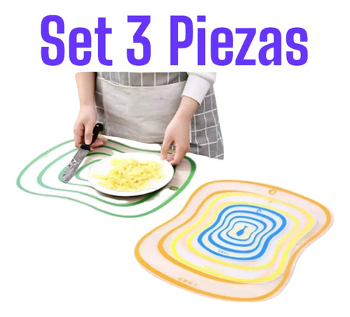 Bello Set De 3 Tablas De Picar Plástica Flexible.profesional