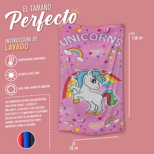 Toalla De Baño Infantil Niño/niña Diseño Unicornio Rosa Unicornio