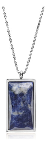 Collar Rectangular De Piedra Azul Sodalita Coai Para Hombre