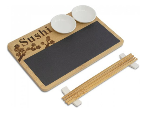 Set De Sushi Akashi Bamboo Y Cerámica Con Palitos
