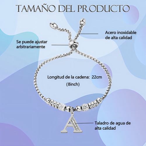 Pulseras Mujer Inicial Letra Pulcera Oro Rosado 18k Color Plata X