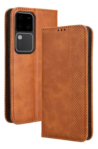 For Vivo V30 5g Vintage Pu Wallet Credit Card Slot Hard Case