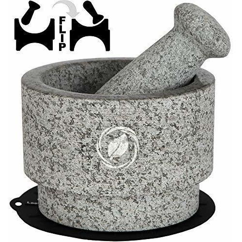 Mortero Y Maja De Granito 5.6 Pulgadas, 2.2 Tazas Molcajete