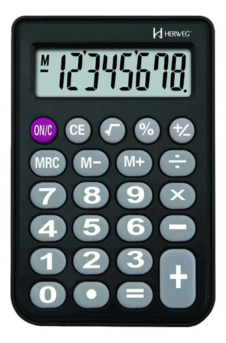 Calculadora De Mão Digital Preta 8 Dígitos Herweg 8508 034