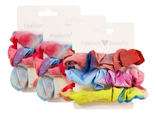 3 X - Colet Coletas Scrunchie Delgada Multicolor -mujer Niña