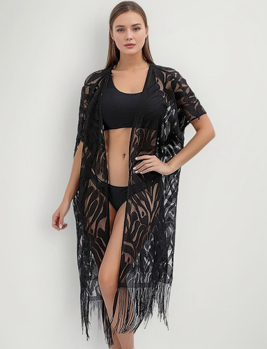 Mujer Bikini De Encaje Estilo Playa Talla Grande,1capa Larga