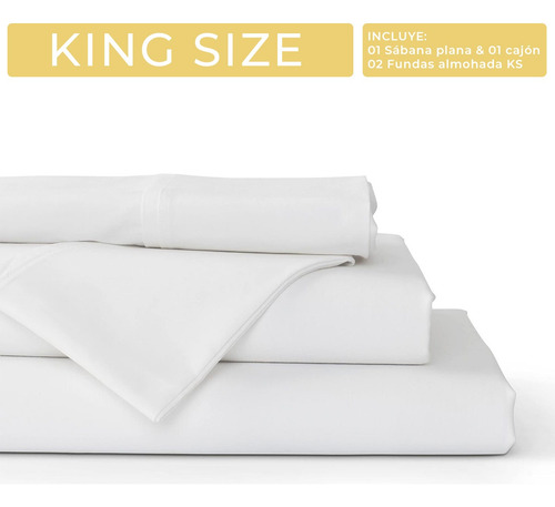 Juego De Sábanas King Size Algodón - Poliéster 250 Hilos