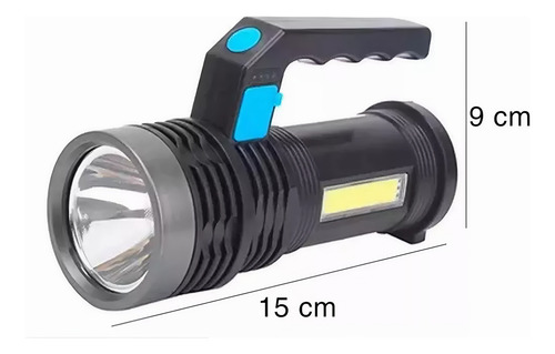 Linterna 2 En 1 Recargable Usb Reflector Farol Mano 3w+ Blanco Negro